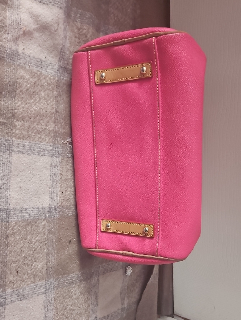 Dooney & Bourke Hot Pink Leather Tote with Tan Handles - Picture 6 of 11
